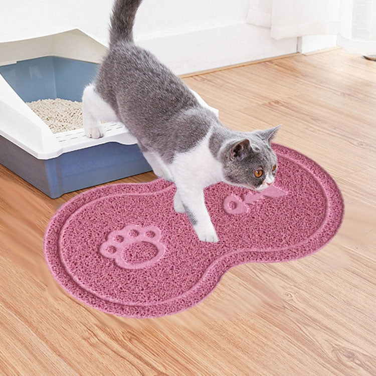 Lovely PVC Cat Litter Mat Eight-shaped  Anti-skid Placemat Pet Supplies(Pink)