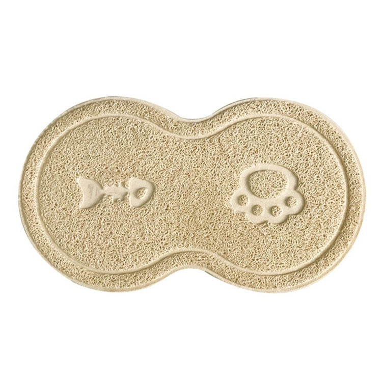 Lovely PVC Cat Litter Mat Eight-shaped  Anti-skid Placemat Pet Supplies(Beige)