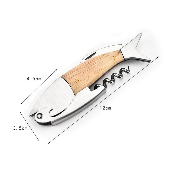 Fish Shape Wine Opener Wine Multifunctional Corkscrew with Wooden Handle