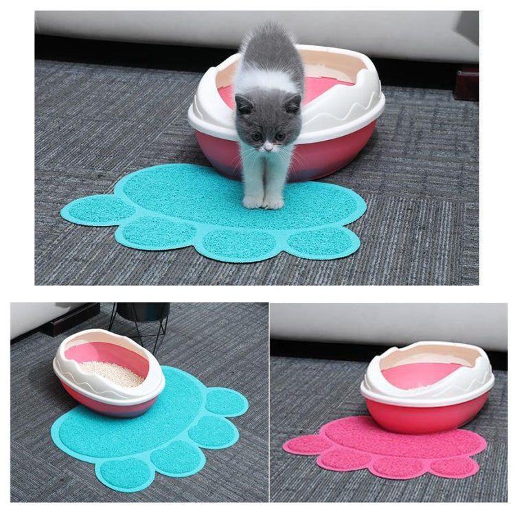 PVC Claw Shaped Cat Litter Mat Pet Placemat Anti-skid Floor Mat Pet Supplies(Light Blue)