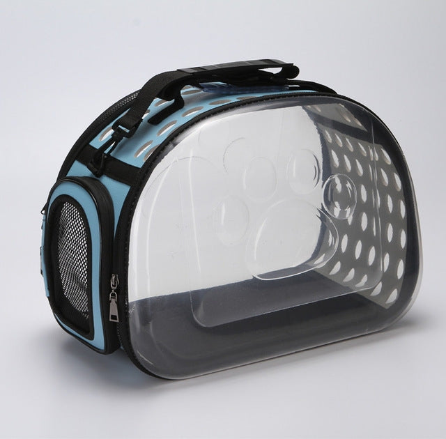 Outdoor Foldable Transparent Puppy Travel Breathable Carrying Bags Shoulder Bags, Size:S (Blue)