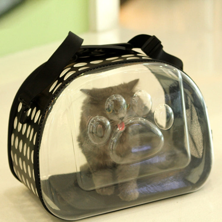 Outdoor Foldable Transparent Puppy Travel Breathable Carrying Bags Shoulder Bags, Size:L (Black)