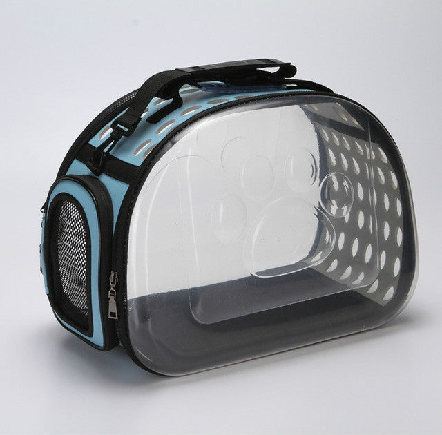 Outdoor Foldable Transparent Puppy Travel Breathable Carrying Bags Shoulder Bags, Size:L (Blue)