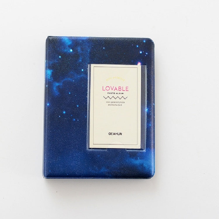 3 inch Colorful Starry Series PU Cover Album Photo Movie Ticket Storage Collection Photo Album Book(Dark Blue Starry Sky)