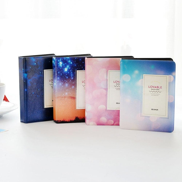 3 inch Colorful Starry Series PU Cover Album Photo Movie Ticket Storage Collection Photo Album Book(Dark Blue Starry Sky)