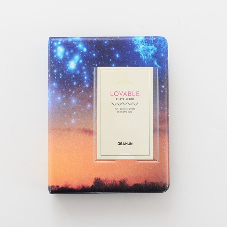 3 inch Colorful Starry Series PU Cover Album Photo Movie Ticket Storage Collection Photo Album Book(Yellow Starry Sky)