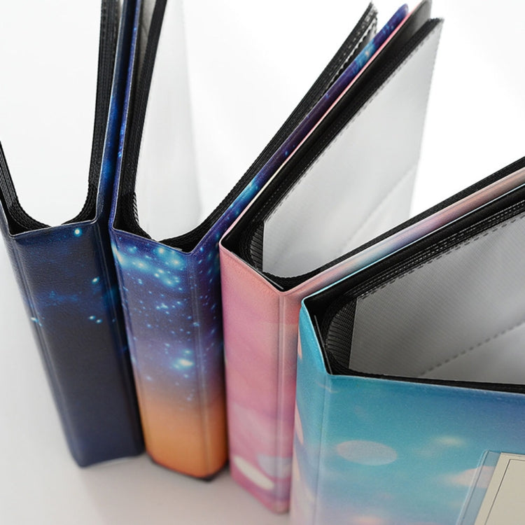 3 inch Colorful Starry Series PU Cover Album Photo Movie Ticket Storage Collection Photo Album Book(Retro Gray Black)