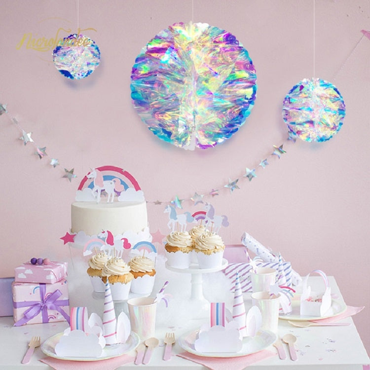 2 PCS Neon Film Honeycomb Ball Ornaments Wedding Birthday Party Decoration Supplies, Size:15cm(As Show)