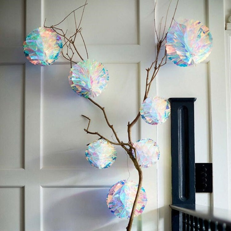 2 PCS Neon Film Honeycomb Ball Ornaments Wedding Birthday Party Decoration Supplies, Size:15cm(As Show)