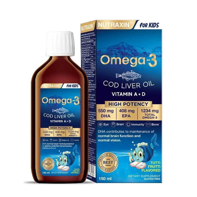 Nutraxin Omega-3 for Kids Syrup - Allergen-Free, Natural Flavor