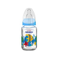 Bambino 125ml Glass Baby Bottle - Slow Flow, Blue Fish Design for Newborns