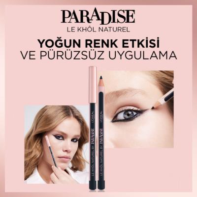 Loreal Paris Paradise Le Kohl Eyeliner - Midnight Black, Long-Lasting, Sensitive Eye Makeup