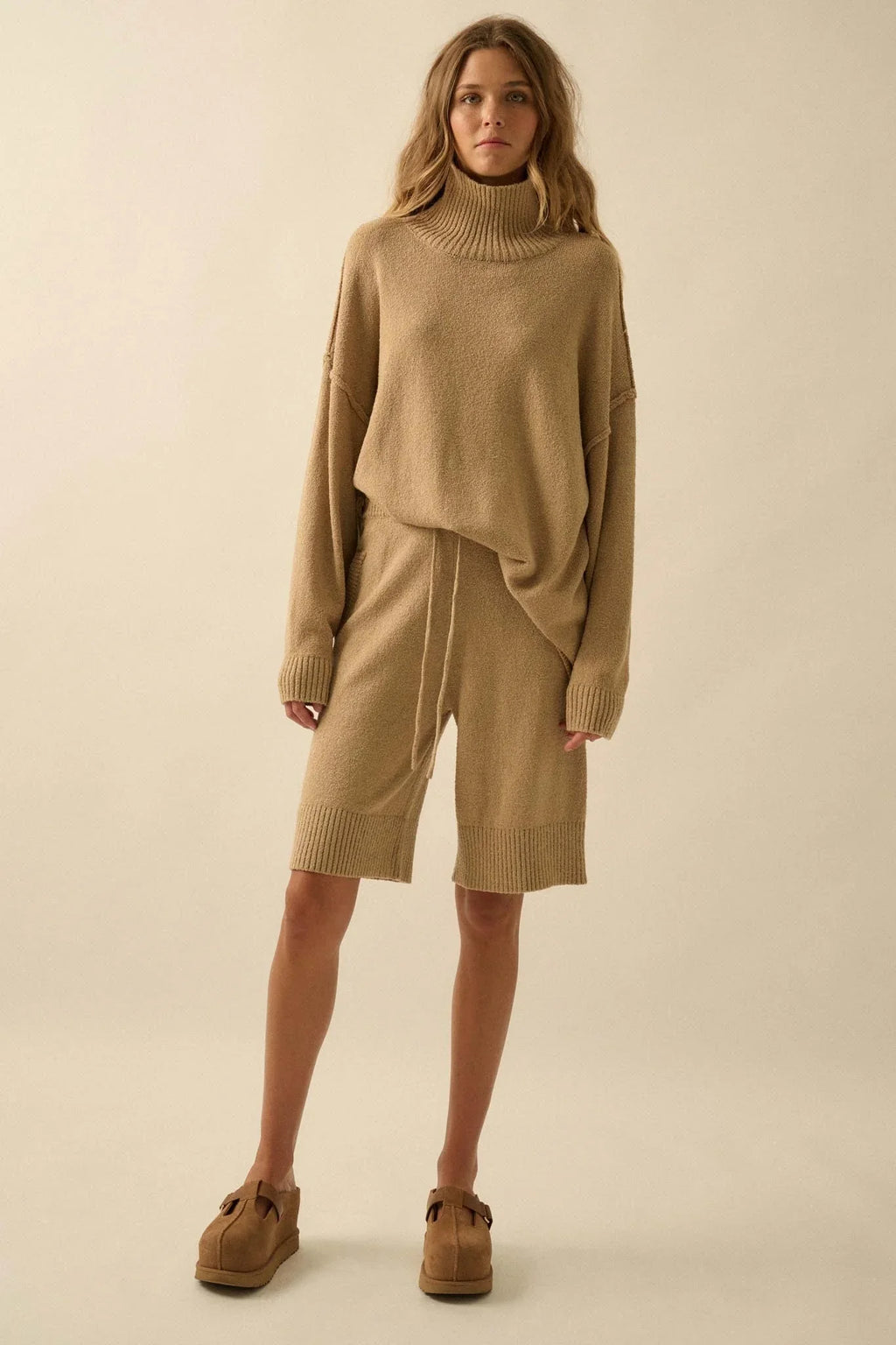 Promise the Label Textured Mock-Neck Sweater