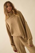 Promise the Label Textured Mock-Neck Sweater