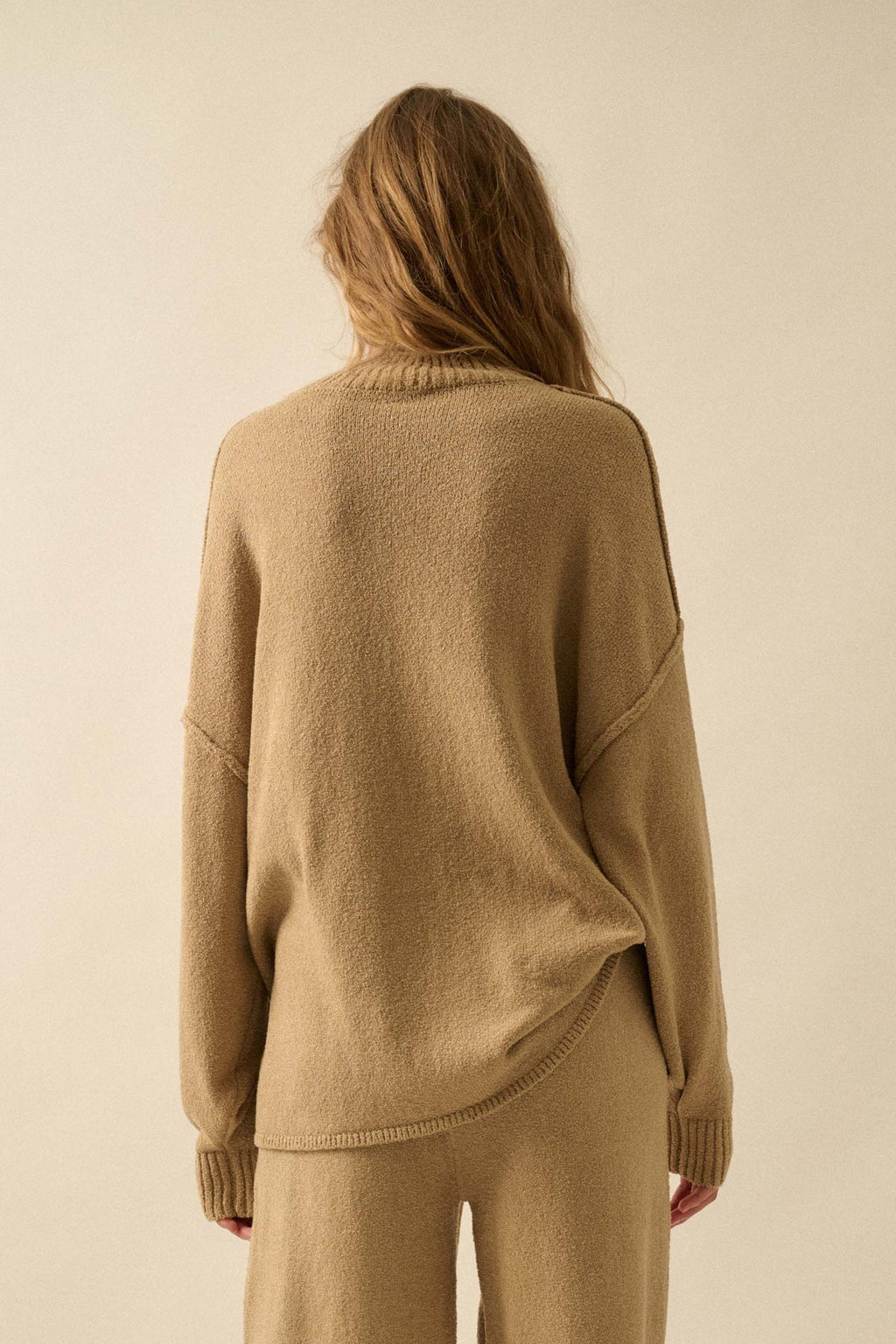 Promise the Label Textured Mock-Neck Sweater
