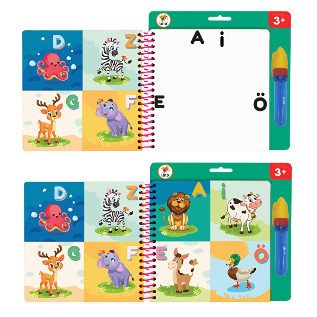 Lino Magic Water Book: Reusable Coloring Fun. Mess-Free Water Painting Book for Toddlers & Kids - Water Reveal, Self-Erasing Pages