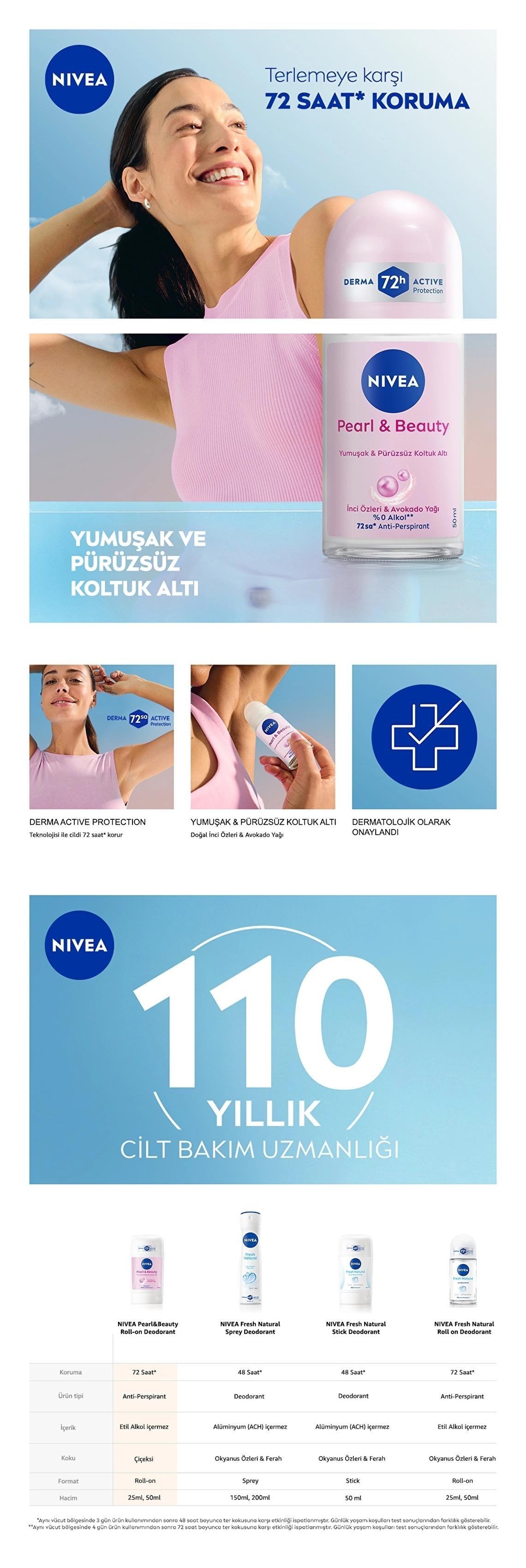 Nivea Pearl & Beauty Roll-On Deodorant for Smooth Underarms 50ml