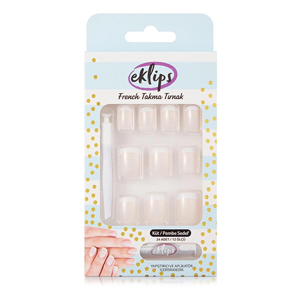 Eklips French Pearlescent Pink Square Press-On Nails 24 Count