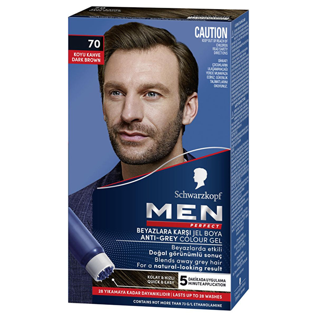 Men Perfect 70 Dark Brown Hair Dye - Men's Hair Dye for Grey Hair Coverage