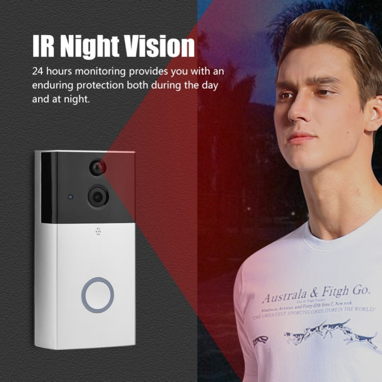 VESAFE HD 720P Security Camera Smart WiFi Video Doorbell Intercom, Support TF Card & Infrared Night Vision & Motion Detection App for IOS and Android(Silver)