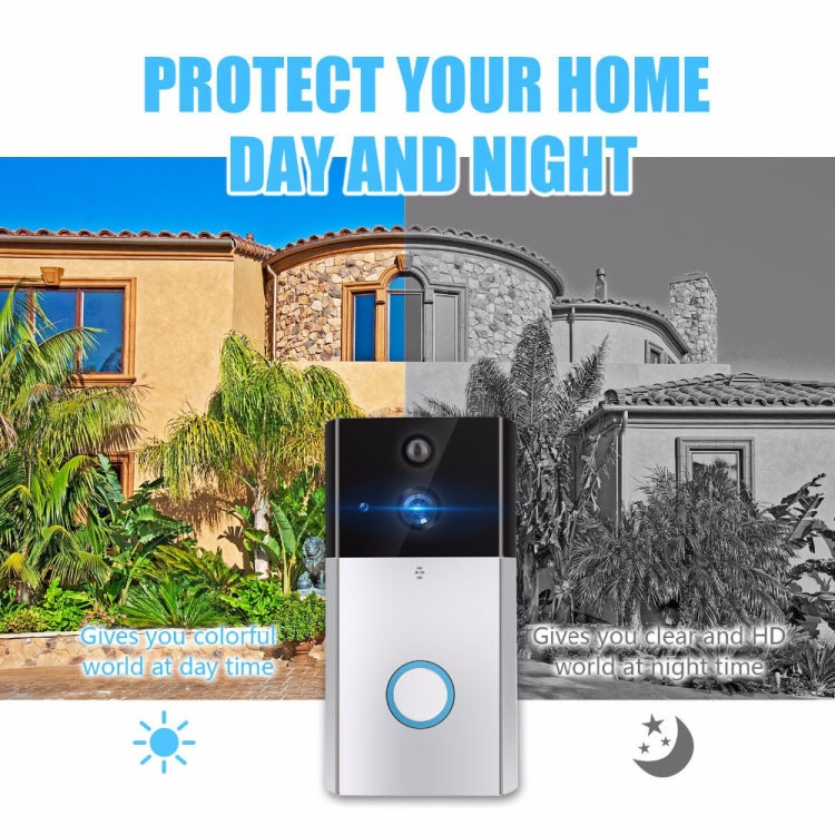 VESAFE HD 720P Security Camera Smart WiFi Video Doorbell Intercom, Support TF Card & Infrared Night Vision & Motion Detection App for IOS and Android(With Ding Dong/Chime)(Silver)