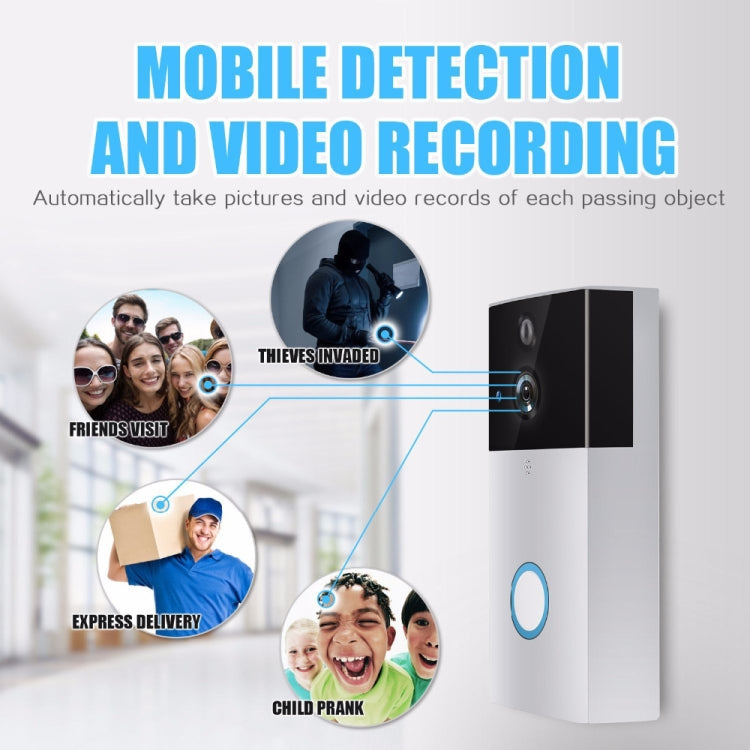 VESAFE HD 720P Security Camera Smart WiFi Video Doorbell Intercom, Support TF Card & Infrared Night Vision & Motion Detection App for IOS and Android(With Ding Dong/Chime)(Silver)