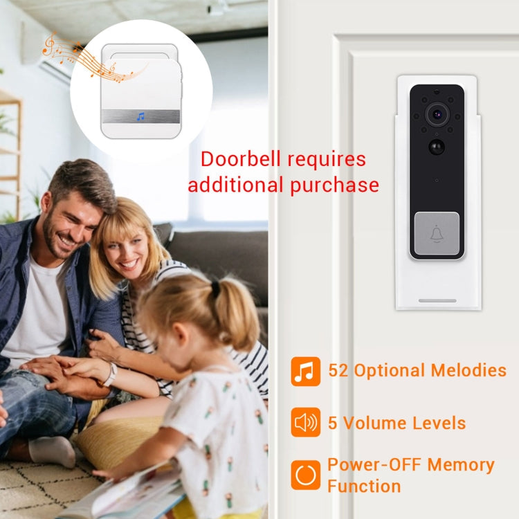 B10 52 Chimes 110dB Doorbell Receiver Low Power Consumption Home Door Tools, EU Plug, AC 90-260V (White)