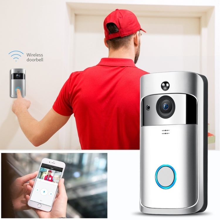 M4 720P Smart WIFI Ultra Low Power Video PIR Visual Doorbell with 3 Battery Slots,Support Mobile Phone Remote Monitoring & Night Vision & 166 Degree Wide-angle Camera Lens (Black)