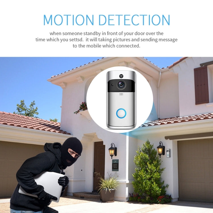 M4 720P Smart WIFI Ultra Low Power Video PIR Visual Doorbell with 3 Battery Slots,Support Mobile Phone Remote Monitoring & Night Vision & 166 Degree Wide-angle Camera Lens (Black)
