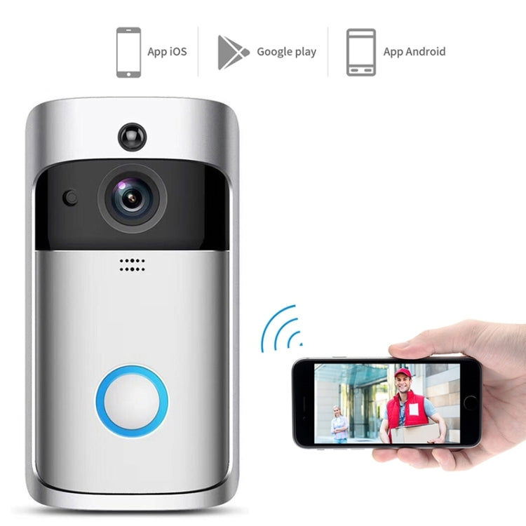 M4 720P Smart WIFI Ultra Low Power Video PIR Visual Doorbell with 3 Battery Slots,Support Mobile Phone Remote Monitoring & Night Vision & 166 Degree Wide-angle Camera Lens (Black)