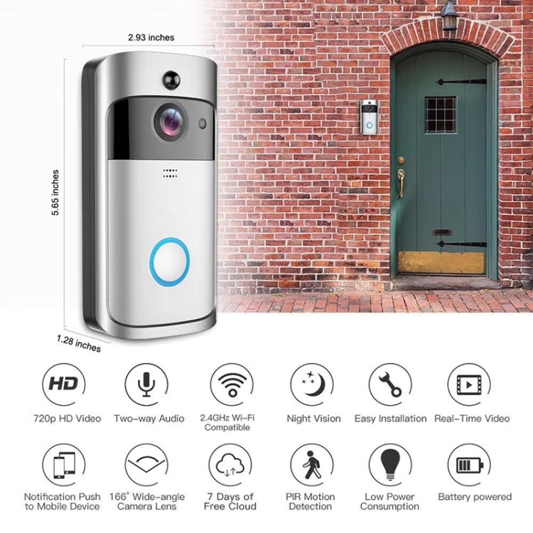 M4 720P Smart WIFI Ultra Low Power Video PIR Visual Doorbell with 3 Battery Slots,Support Mobile Phone Remote Monitoring & Night Vision & 166 Degree Wide-angle Camera Lens (Black)
