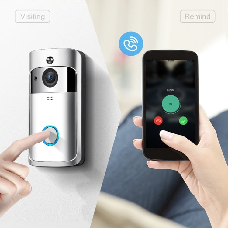 M4 720P Smart WIFI Ultra Low Power Video PIR Visual Doorbell with 3 Battery Slots,Support Mobile Phone Remote Monitoring & Night Vision & 166 Degree Wide-angle Camera Lens (Black)