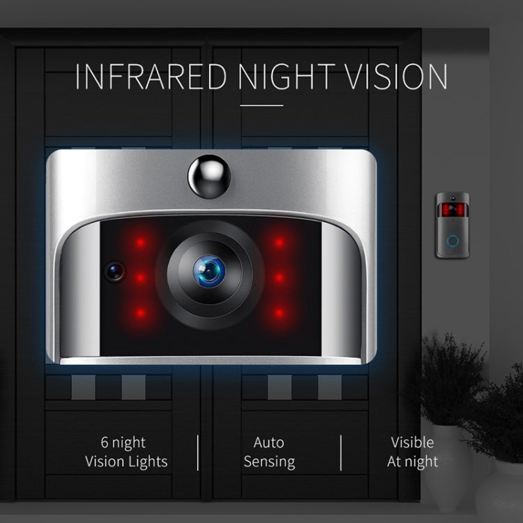 M4 720P Smart WIFI Ultra Low Power Video PIR Visual Doorbell with 3 Battery Slots,Support Mobile Phone Remote Monitoring & Night Vision & 166 Degree Wide-angle Camera Lens (Black)