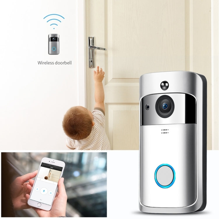 M4 720P Smart WIFI Ultra Low Power Video PIR Visual Doorbell with 3 Battery Slots,Support Mobile Phone Remote Monitoring & Night Vision & 166 Degree Wide-angle Camera Lens (Black)