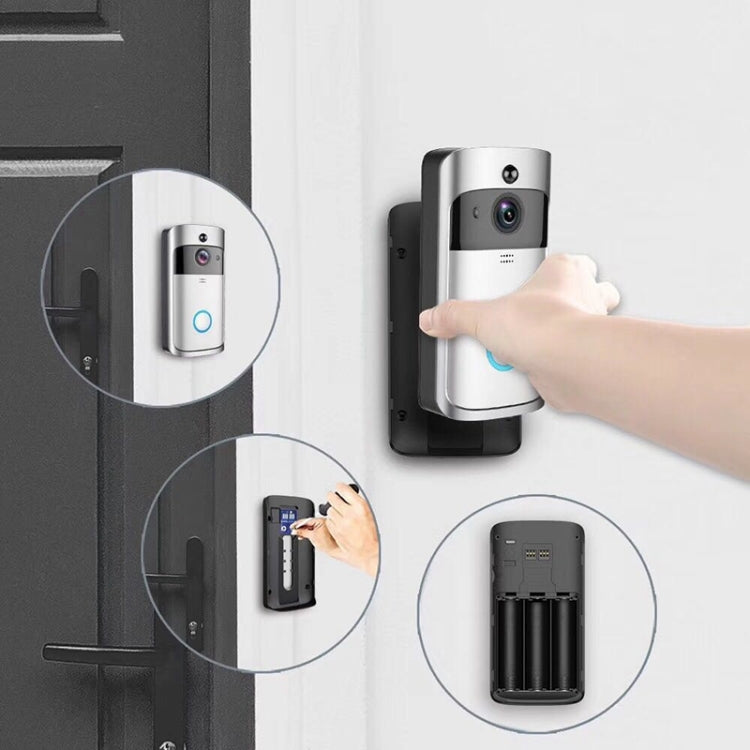 M4 720P Smart WIFI Ultra Low Power Video PIR Visual Doorbell with 3 Battery Slots,Support Mobile Phone Remote Monitoring & Night Vision & 166 Degree Wide-angle Camera Lens (Silver)