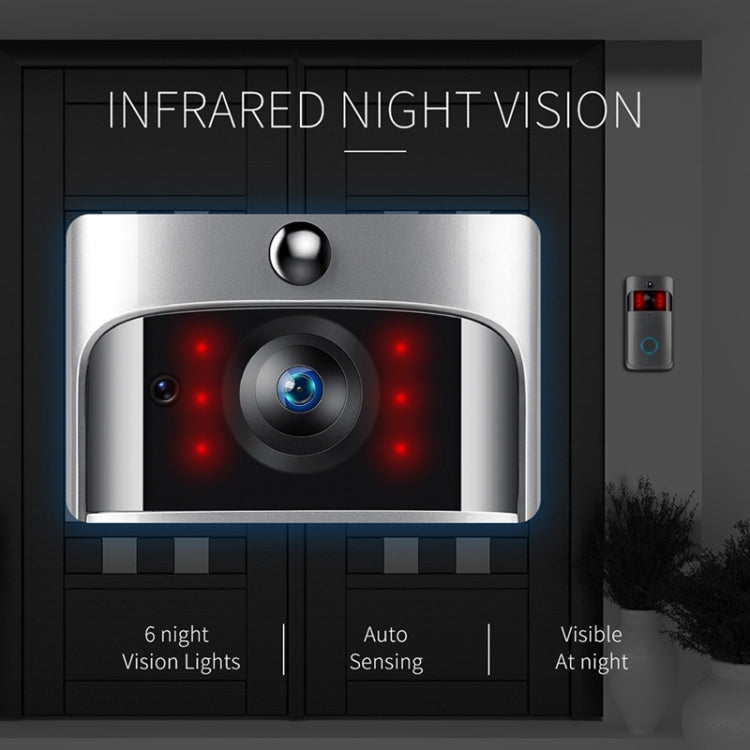 M4 720P Smart WIFI Ultra Low Power Video PIR Visual Doorbell with 3 Battery Slots,Support Mobile Phone Remote Monitoring & Night Vision & 166 Degree Wide-angle Camera Lens (Silver)