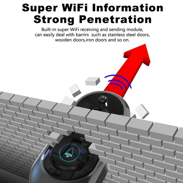 M108 720P 6400mAh Smart WIFI Video Visual Doorbell,Support Phone Remote Monitoring & Real-time Voice Intercom (Black)