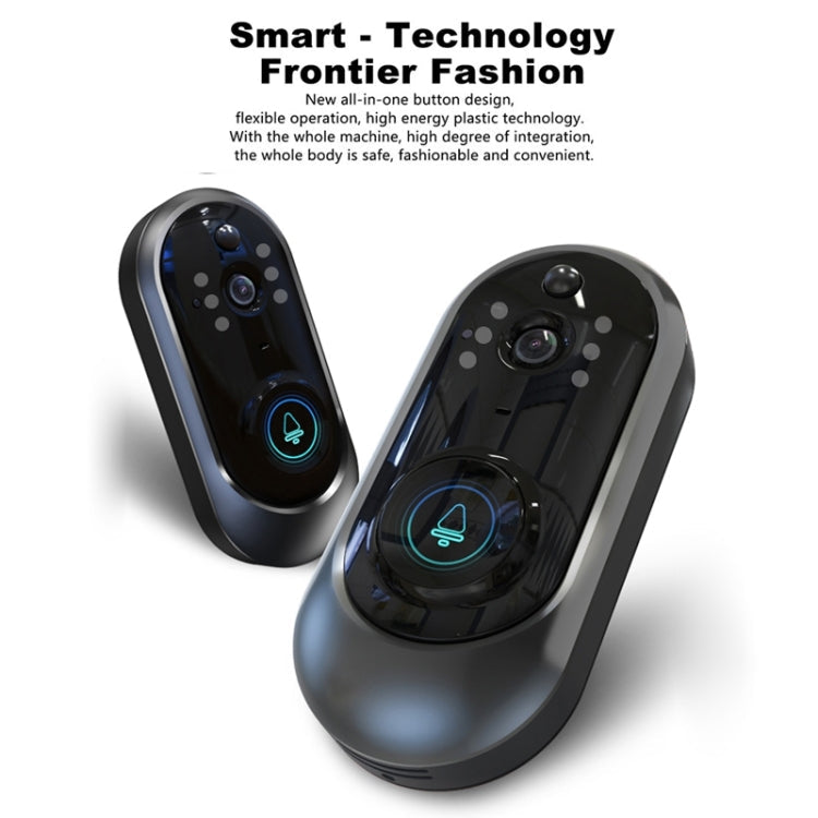 M108 720P 6400mAh Smart WIFI Video Visual Doorbell,Support Phone Remote Monitoring & Real-time Voice Intercom (Black)