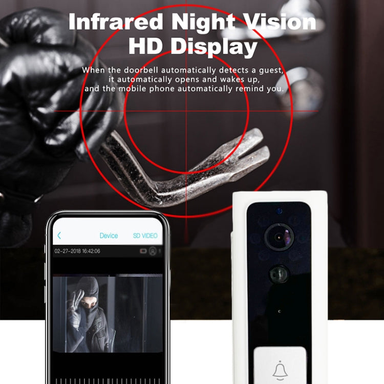 M200B WiFi Intelligent Square Button Video Doorbell, Support Infrared Motion Detection & Adaptive Rate & Two-way Intercom & Remote / PIR Wakeup(White)