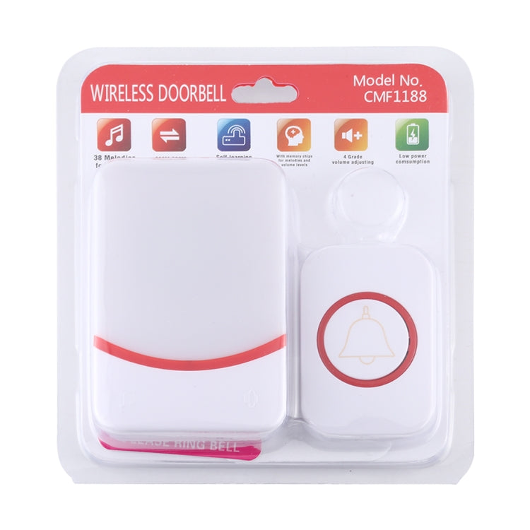 CMF1188 Home Music Remote Control Wireless Doorbell with 38 Ringtones & Colorful Flashing Lights + Ringtones / Ringtones / Colorful Flashing Lights 3-Modes (White)