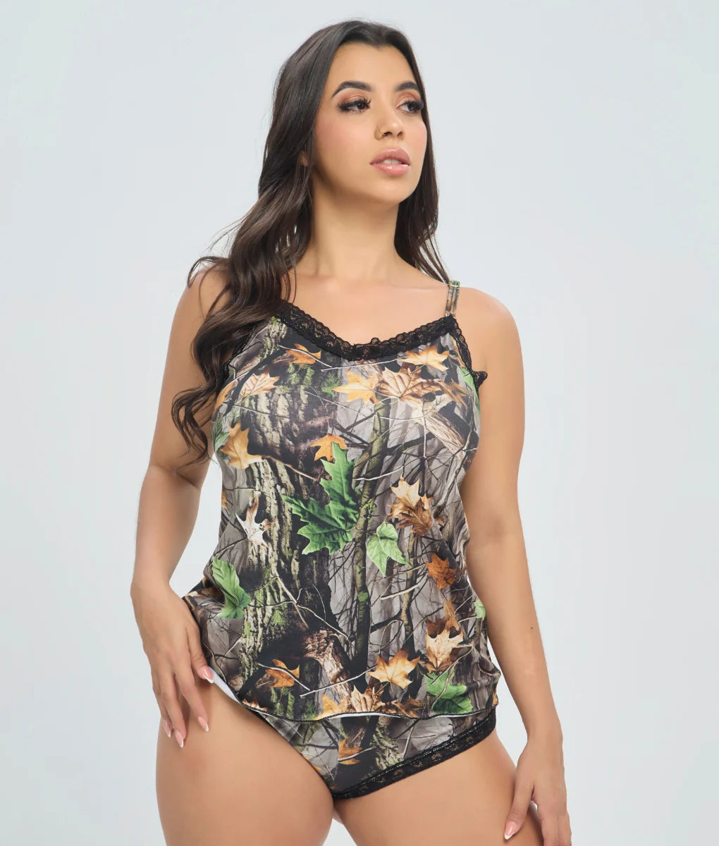 Women's Camo Stretch Camisole - WoodLand Hunting Tank Top - Wilderness Dreams