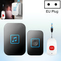 CACAZI C86 Wireless SOS Pager Doorbell Old man Child Emergency Alarm Remote Call Bell, EU Plug(Black)