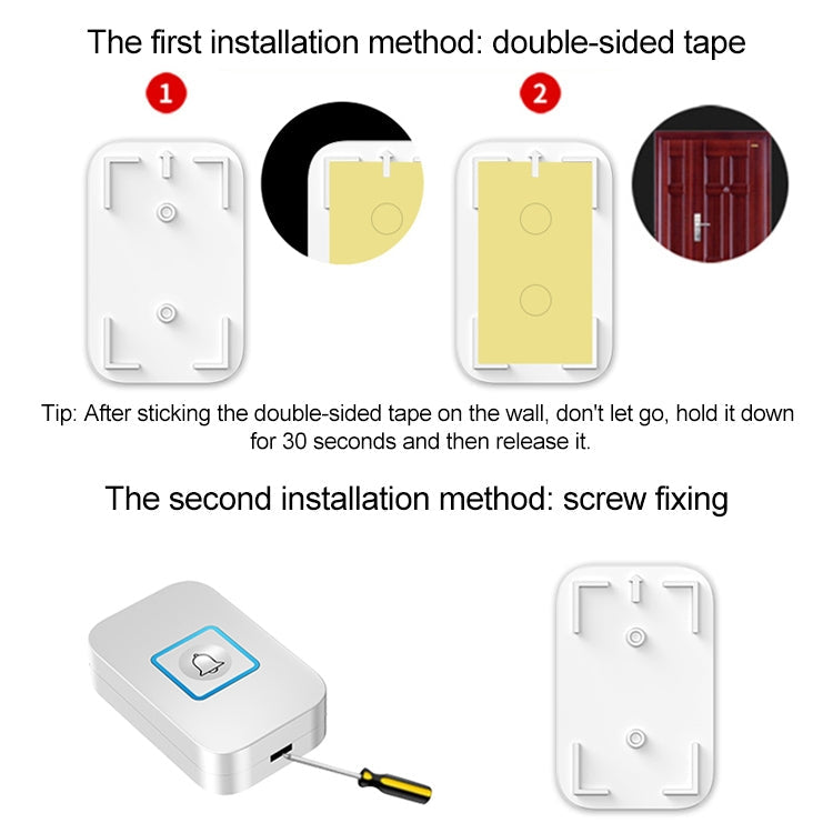 CACAZI C86 Wireless SOS Pager Doorbell Old man Child Emergency Alarm Remote Call Bell, EU Plug(Black)