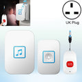 CACAZI C86 Wireless SOS Pager Doorbell Old man Child Emergency Alarm Remote Call Bell, UK Plug(White)