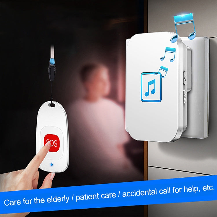 CACAZI C86 Wireless SOS Pager Doorbell Old man Child Emergency Alarm Remote Call Bell, UK Plug(White)