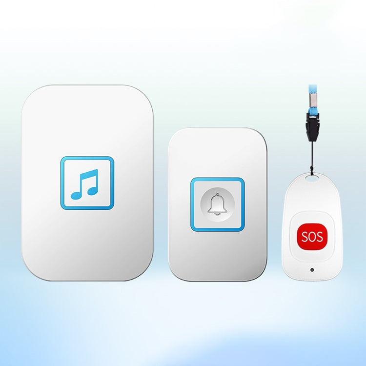 CACAZI C86 Wireless SOS Pager Doorbell Old man Child Emergency Alarm Remote Call Bell, US Plug(White)