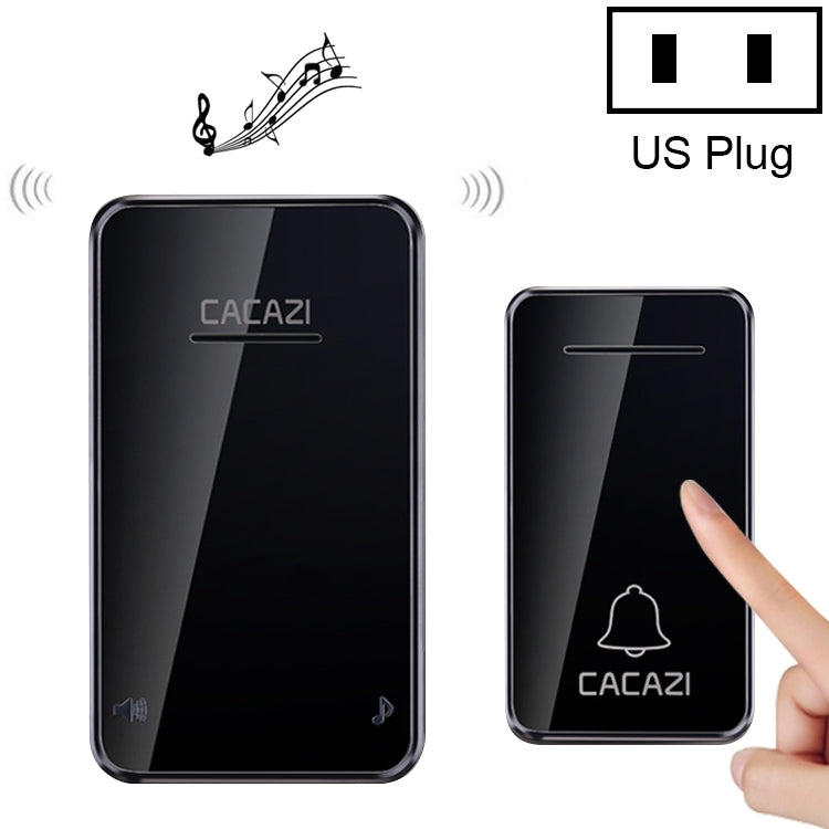 CACAZI FA8 Self-Powered Wireless Doorbell, US Plug(Black)