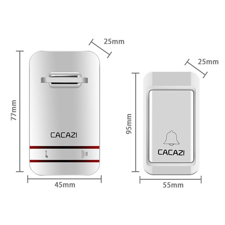 CACAZI V027G One Button One Receivers Self-Powered Wireless Home Kinetic Electronic Doorbell, US Plug
