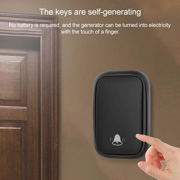 CACAZI FA88 Self-Powered Smart Home Wireless Doorbell, US Plug(White)