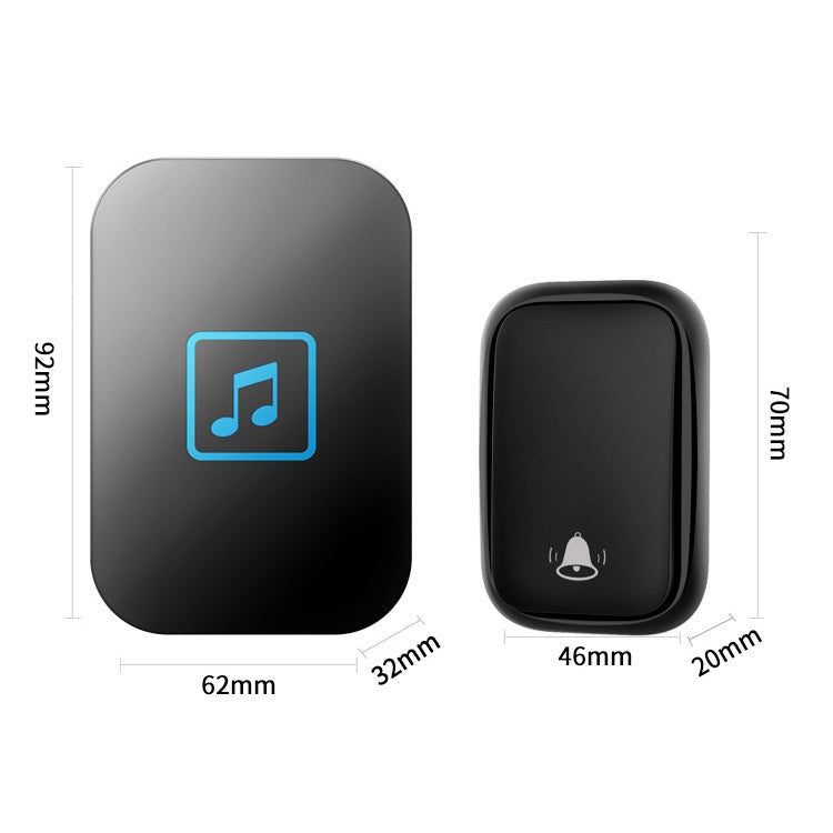 CACAZI FA86 Self-Powered Smart Home Wireless Doorbell, US Plug(Black)